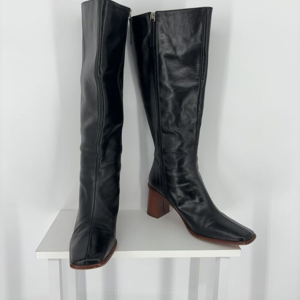 ALOHAS Square-Toe Leather Boots